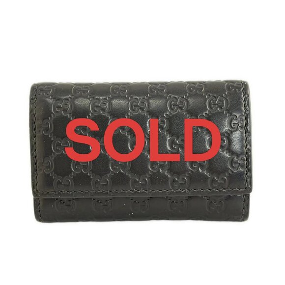 GUCCI Micro Guccissima Black Leather - Key Case 145-043025 - Picture 1 of 5